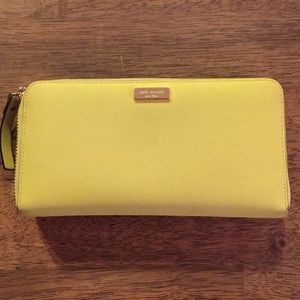 Yellow Kate Spade Accordion zip Wallet